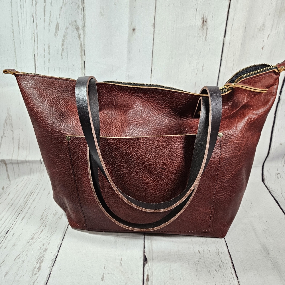 Portland Leather Goods large zip tote in Cinnamon Bear - new Unicorn color